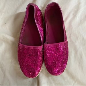 Pink Glitter Slip Ons